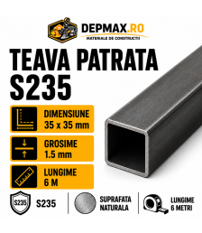 Teava patrata 35 x 35 x 1.5 mm, 6 metri